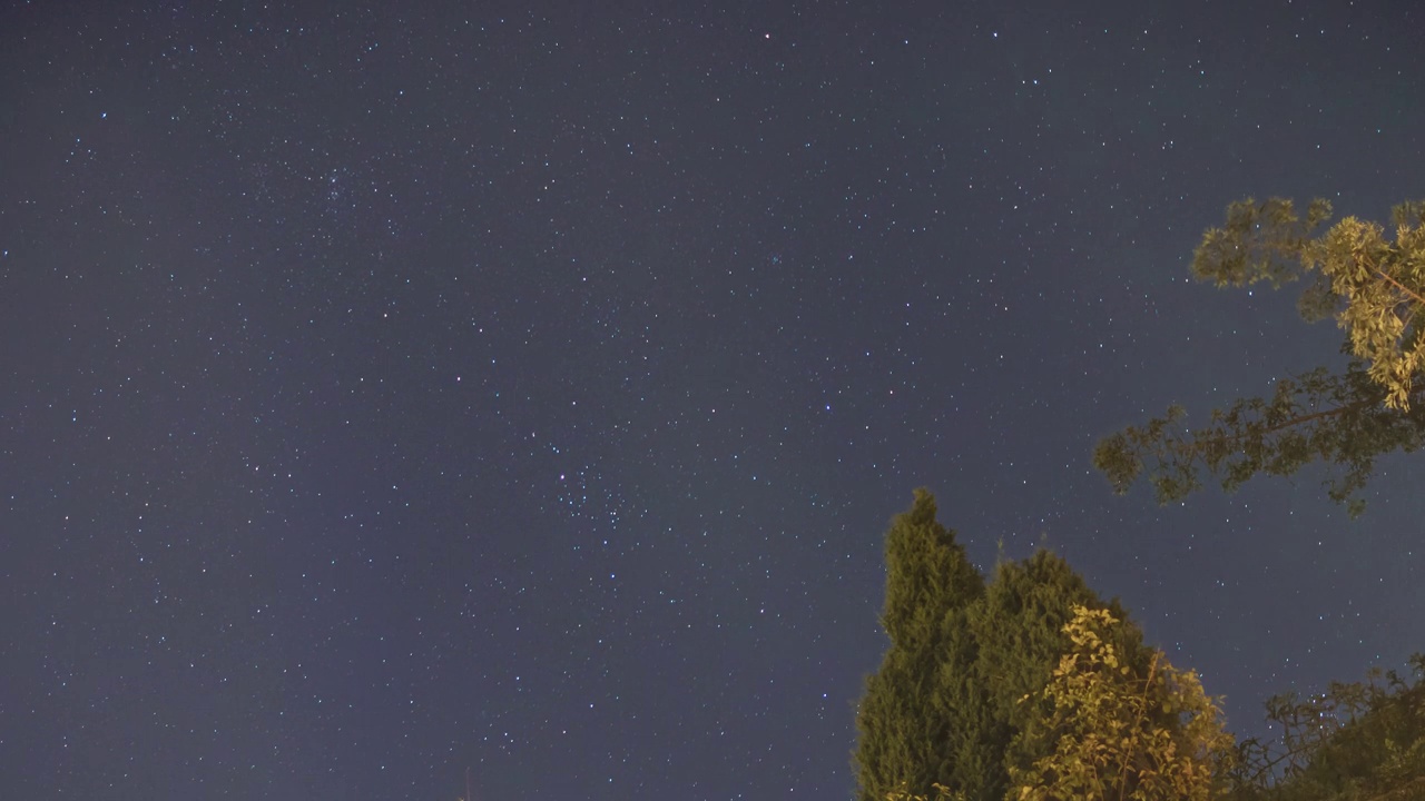 恒星围绕着北极星运动。星光在夜空中的时间流逝。4 k视频素材