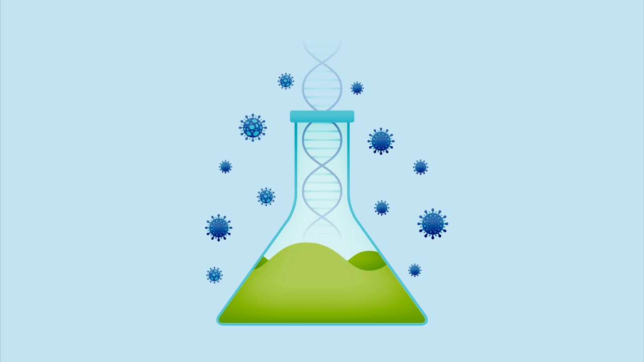 通过研究DNA提取和化学物质来寻找针对covid - 19病毒的药物和疫苗视频素材