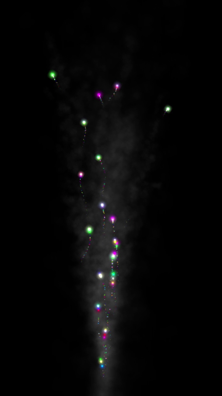 彩色烟花垂直运动图形与夜间背景视频素材