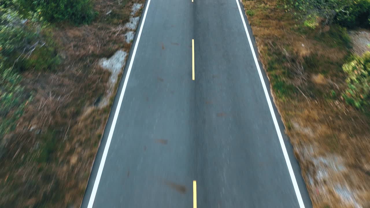 骑自行车公路旅行与女运动员骑手在早晨无人机视图视频素材