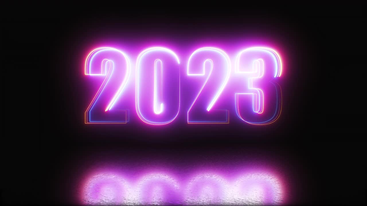 2023霓虹灯文字与反射视频素材