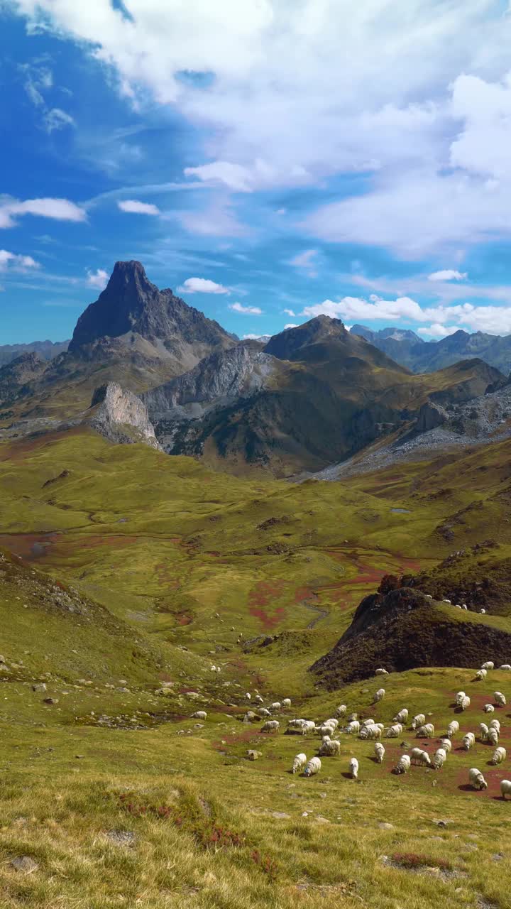 法国比利牛斯山上的Pic Midi d'Ossau的垂直视图视频素材