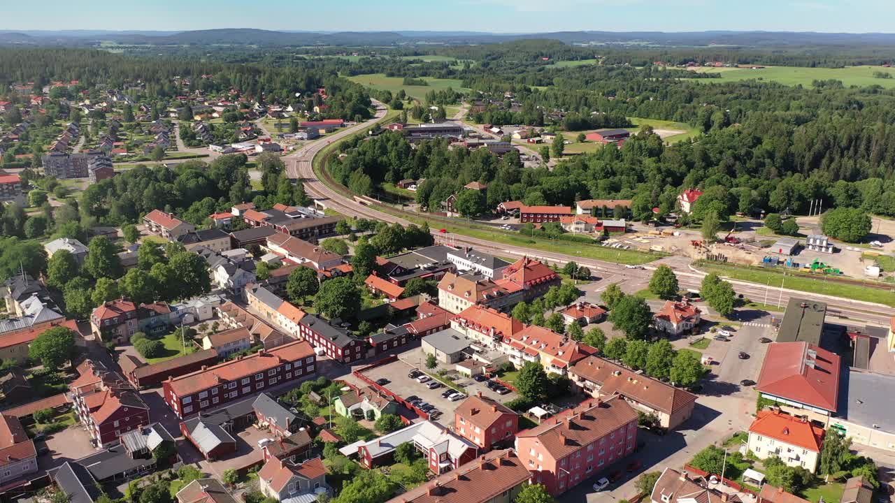 Aerial view of Säter视频素材