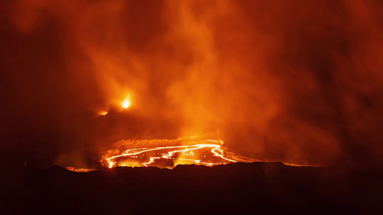 夏威夷基拉韦厄火山熔岩湖的时间流逝视频素材