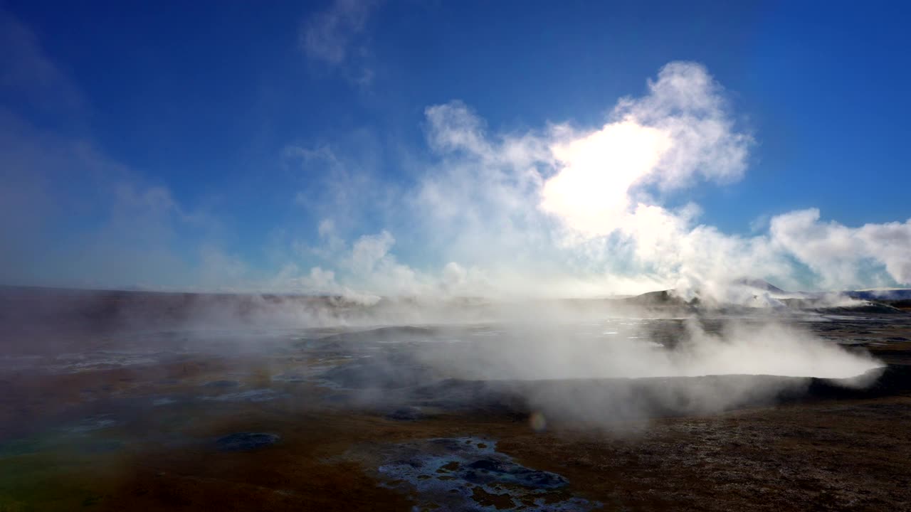 Namafjall Hverir地热区的火山口和蒸汽喷口视频素材