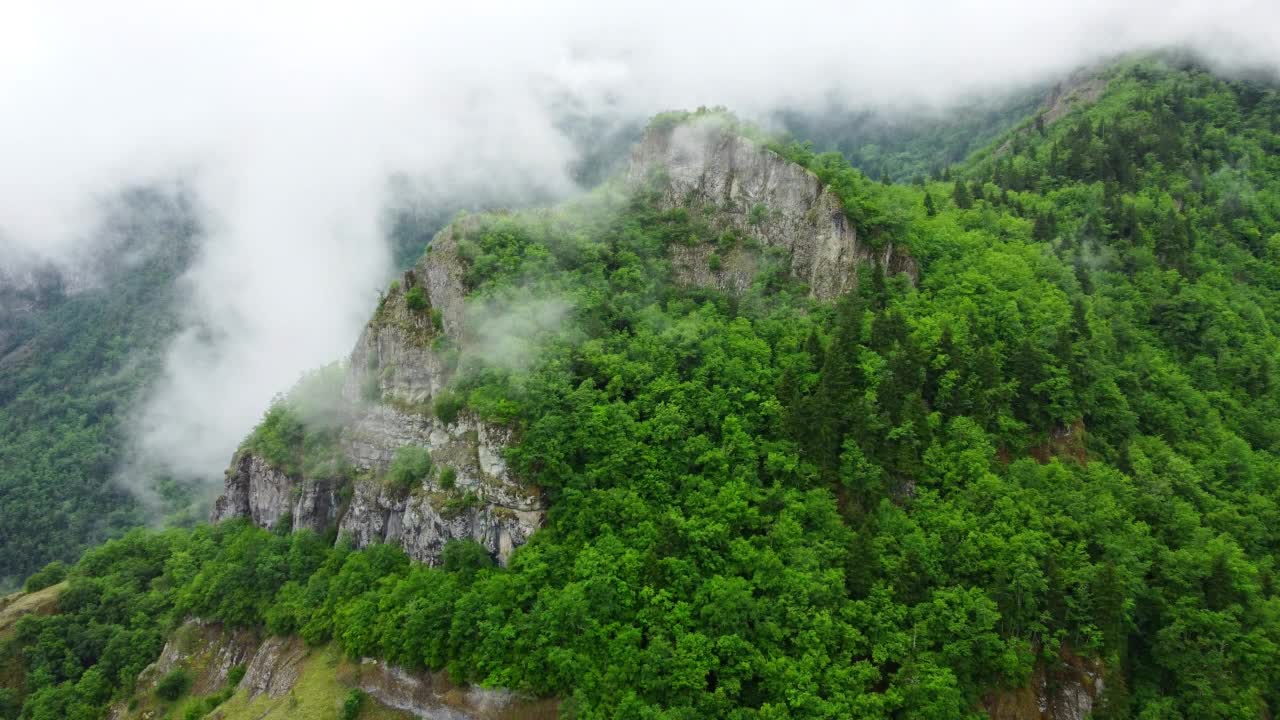 自然云山夏季森林，晨雾树木空中美丽的风景，去任何地方，土耳其视频素材