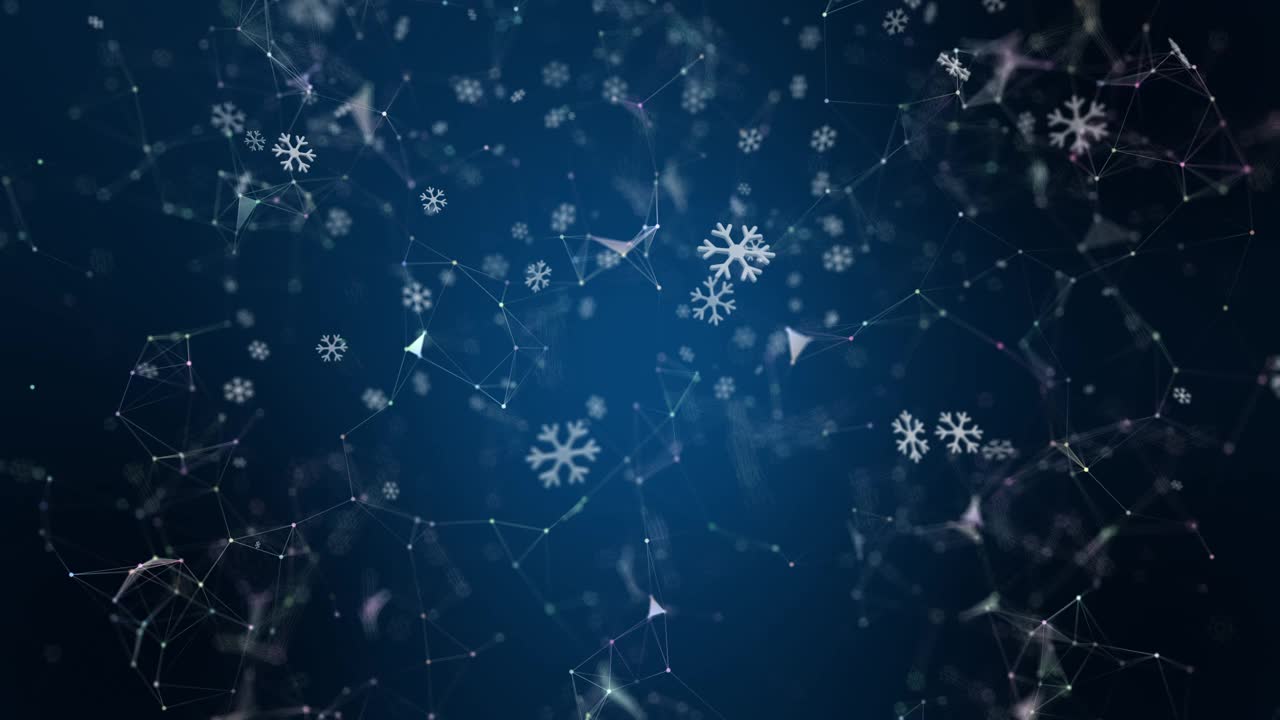 发光3D雪花形状动画。丛点和线背景。3 d渲染。视频素材