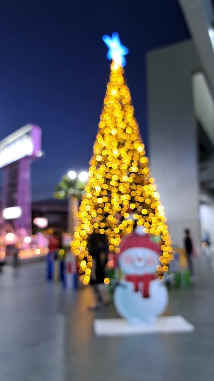 圣诞树灯有漂亮的散景视频素材