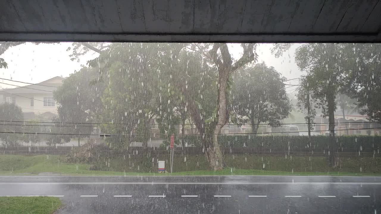 慢镜头的大雨视频素材