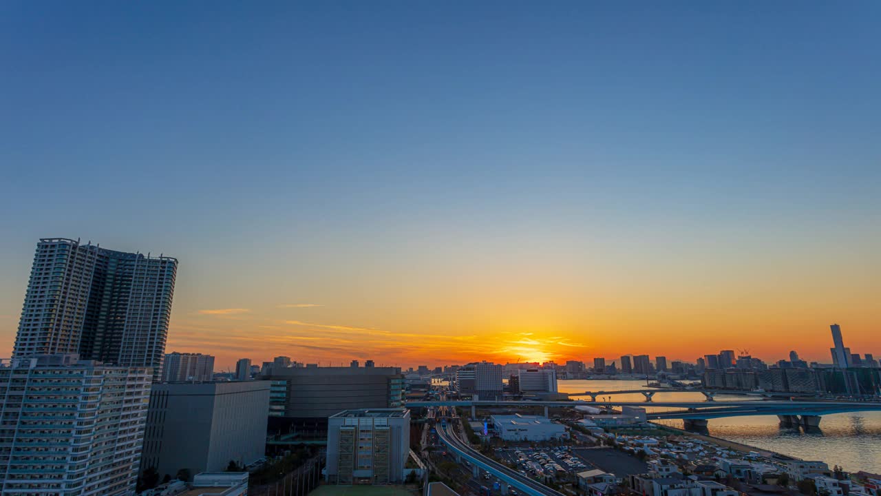 丰水地区的东京日落鸟瞰图。视频素材