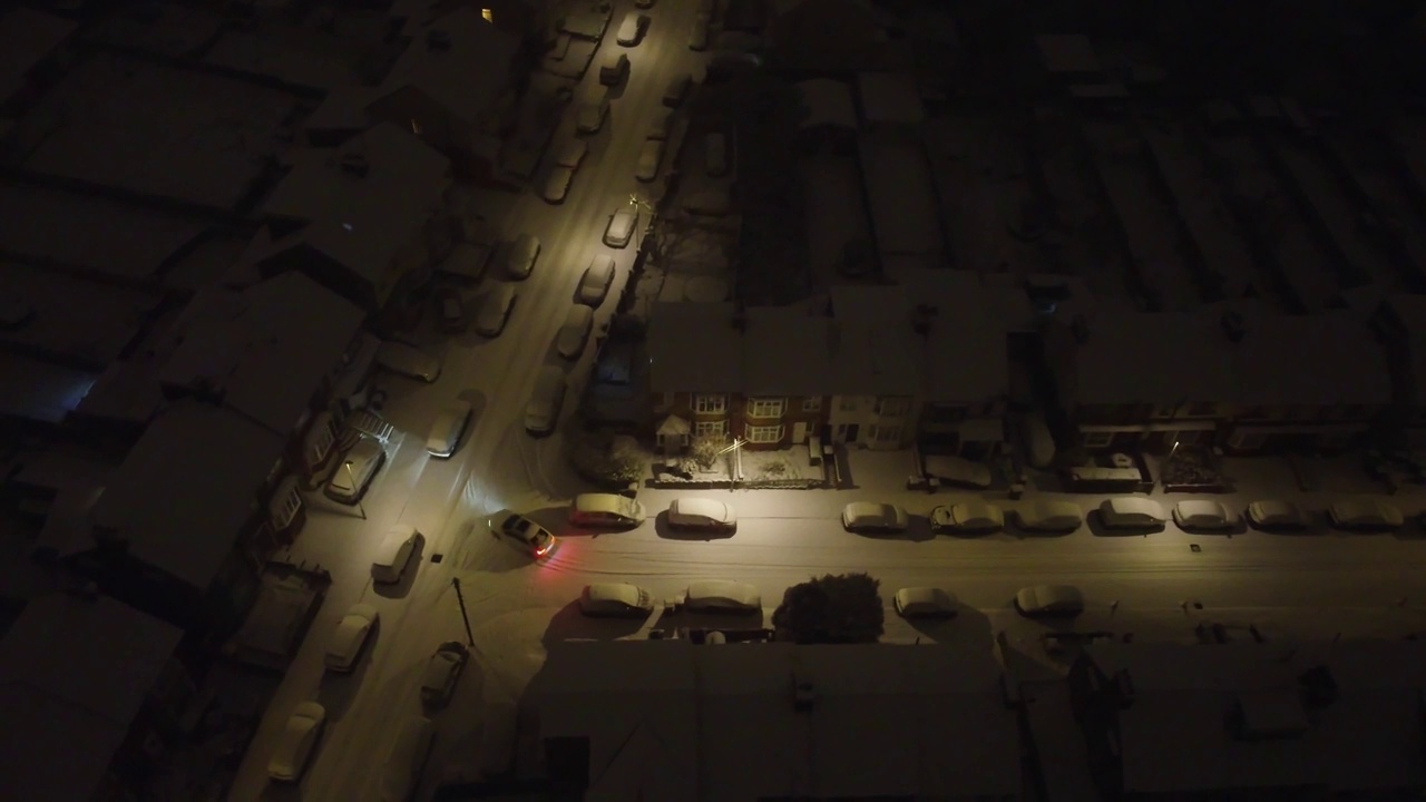 夜晚的城市飘雪视频素材