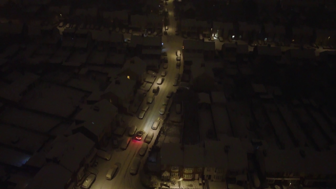 夜晚的城市飘雪视频素材