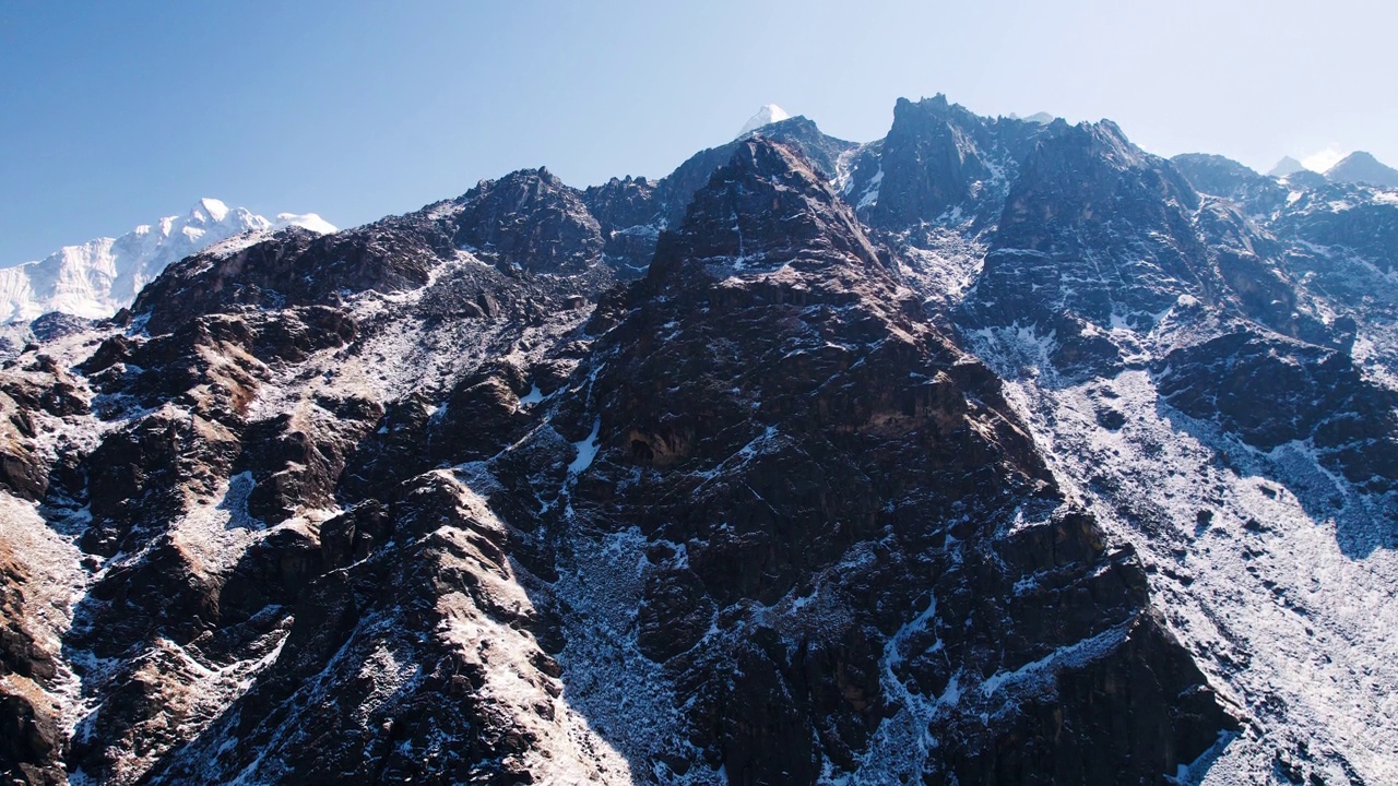 尼泊尔喜马拉雅山上美丽的阿玛达布兰山全景图视频素材