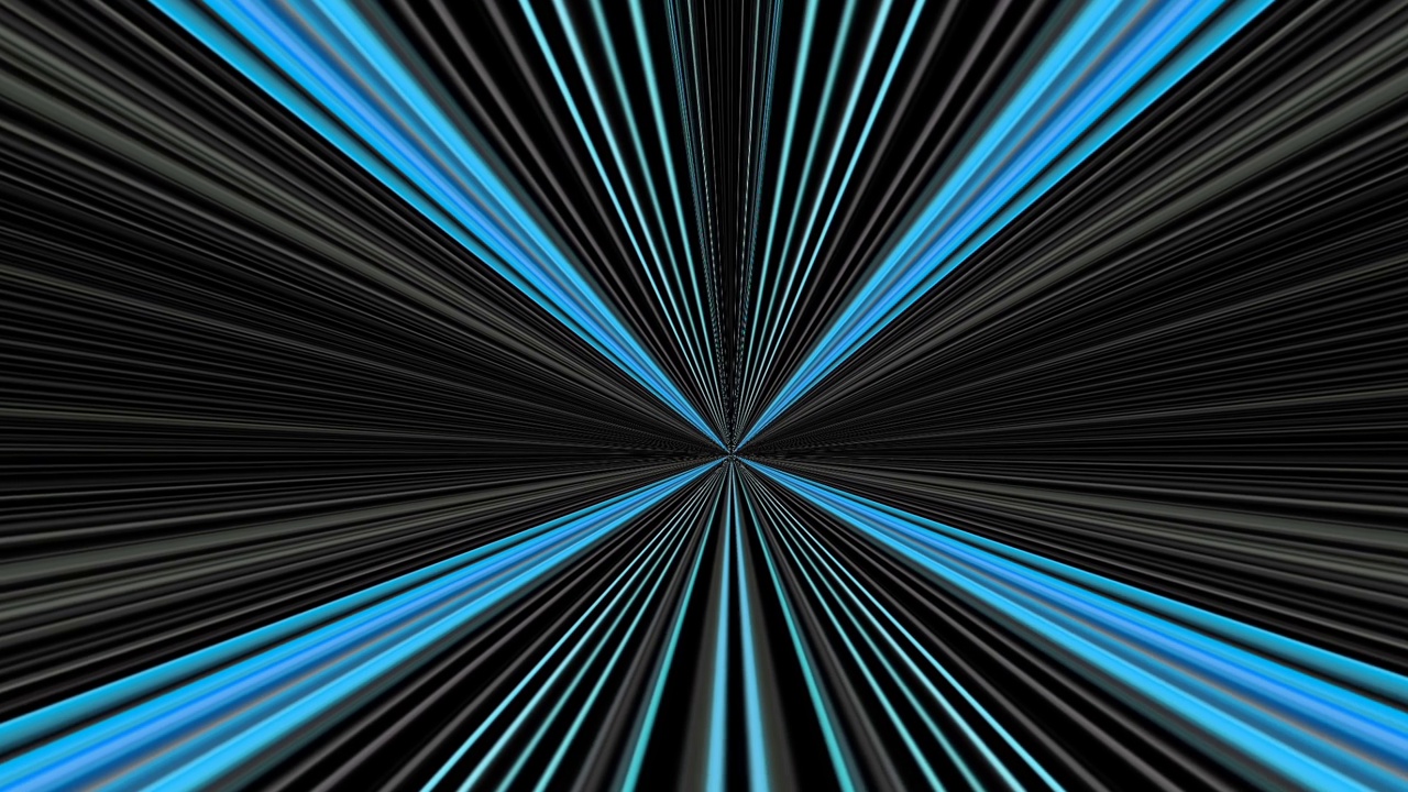 旋转抽象线隧道。黑底蓝视频素材