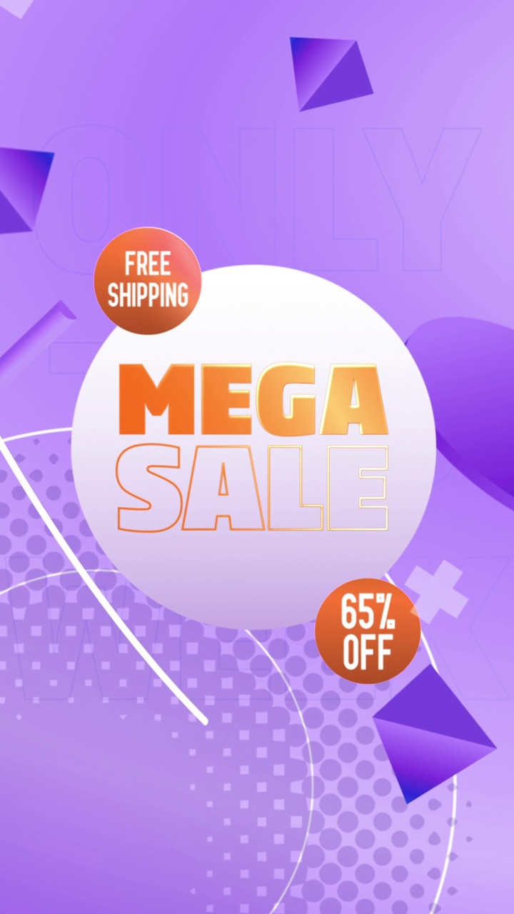 Mega Sale 65折扣社会垂直背景视频素材