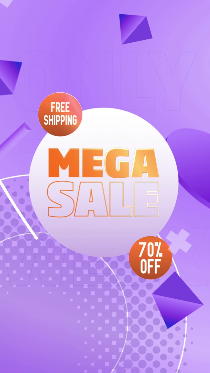 Mega Sale 70折扣社会垂直背景视频素材