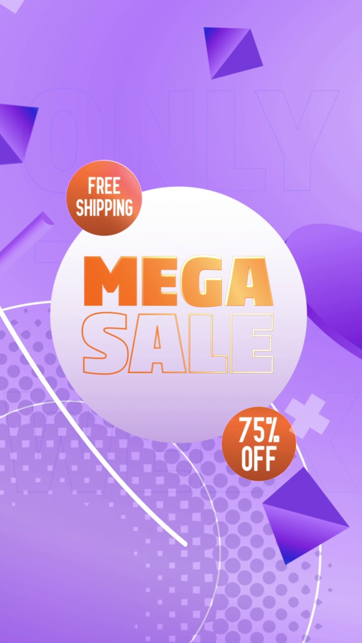 Mega Sale 75折扣社会垂直背景视频素材