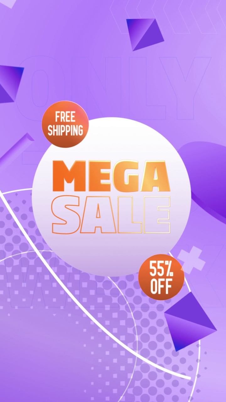 Mega Sale 55折社会垂直背景视频素材