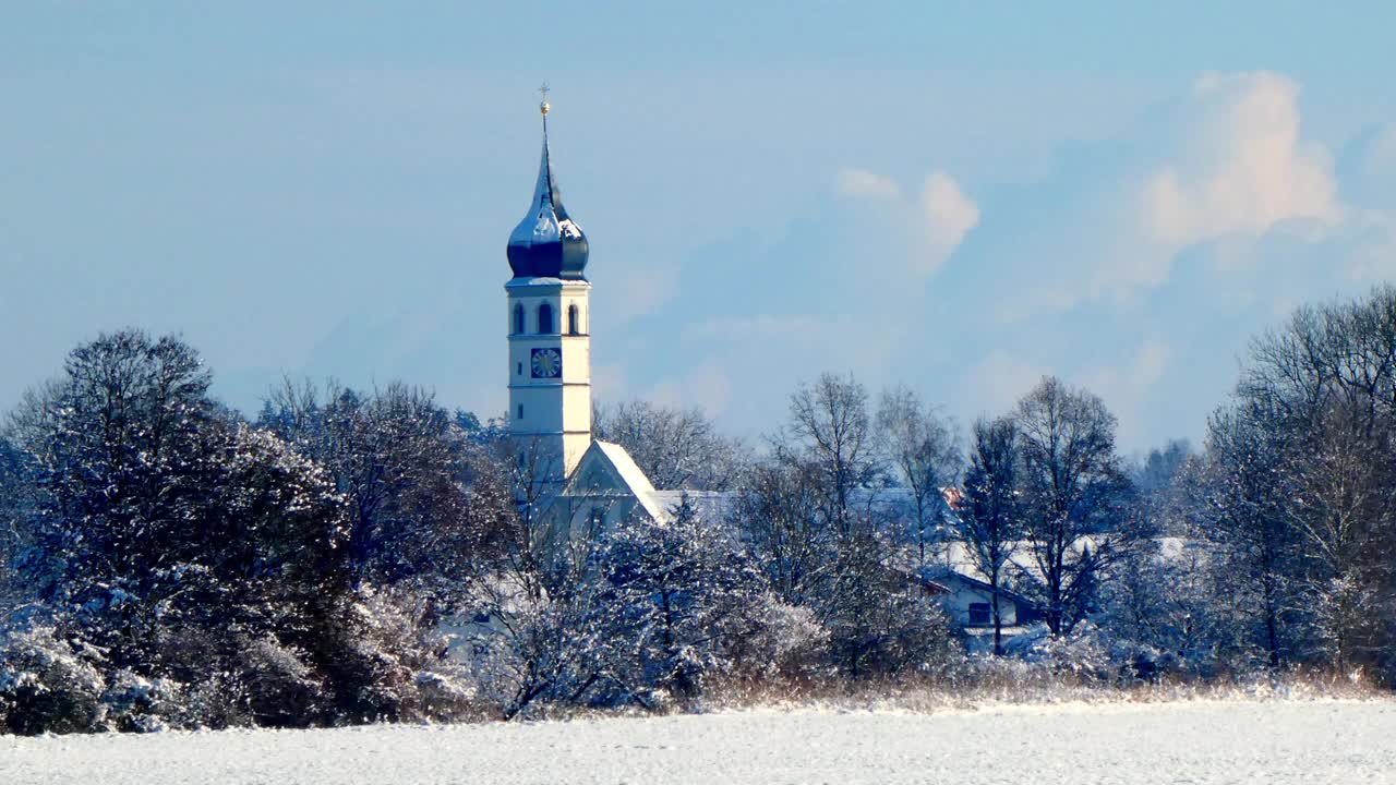 Bavarian Church – Winter Snow视频素材