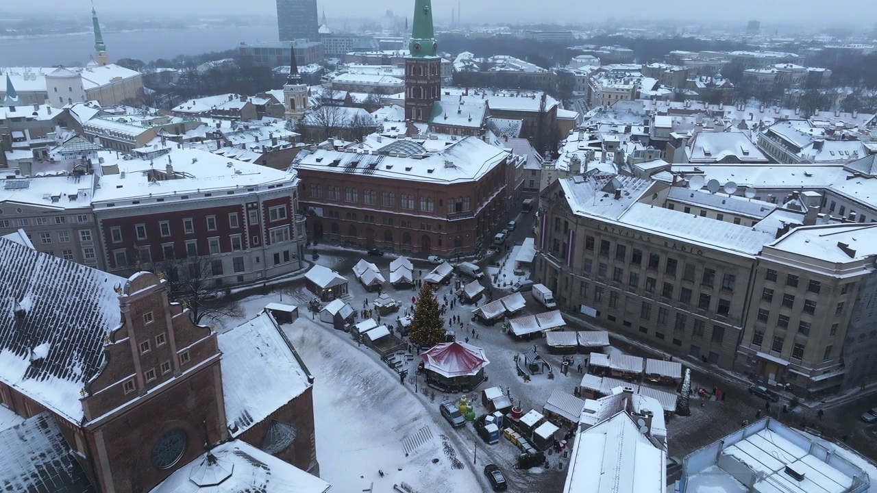 里加市的冬天多云多雪。视频素材