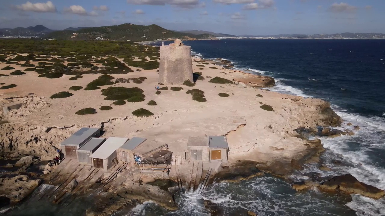 西班牙伊比沙岛的Torre de ses Portes视频素材