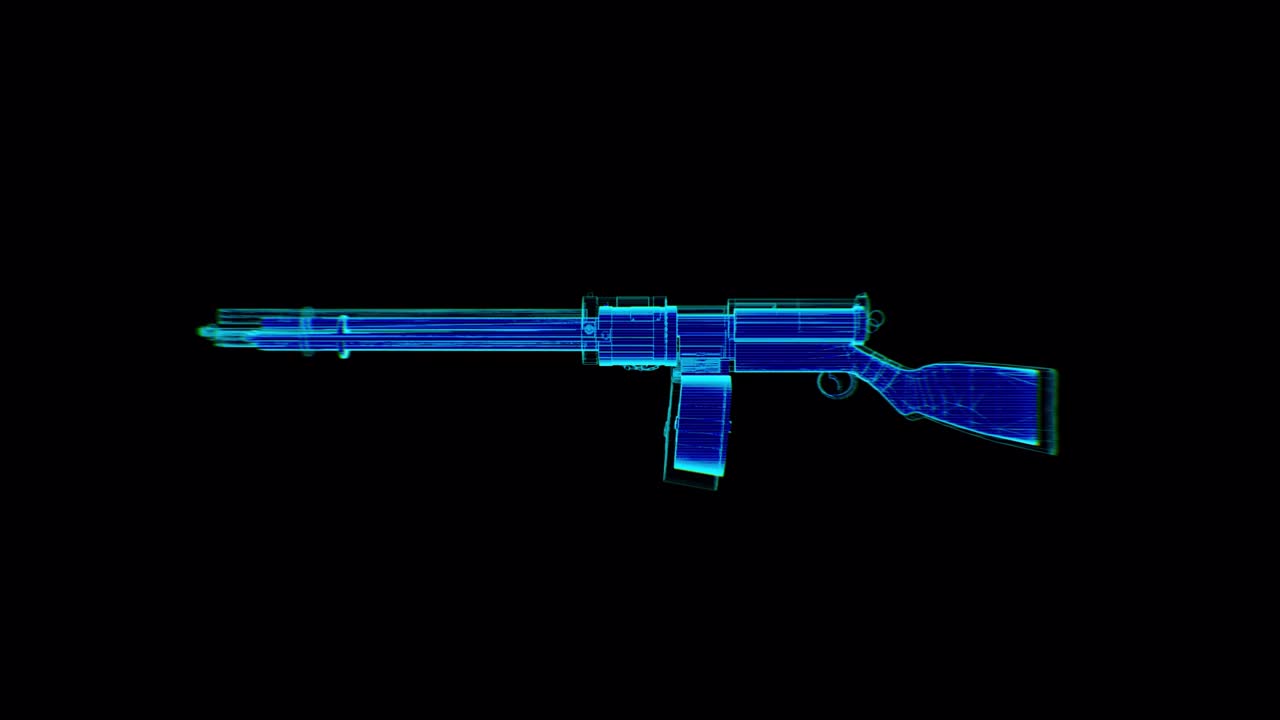 枪管机枪全息图循环旋转视频素材