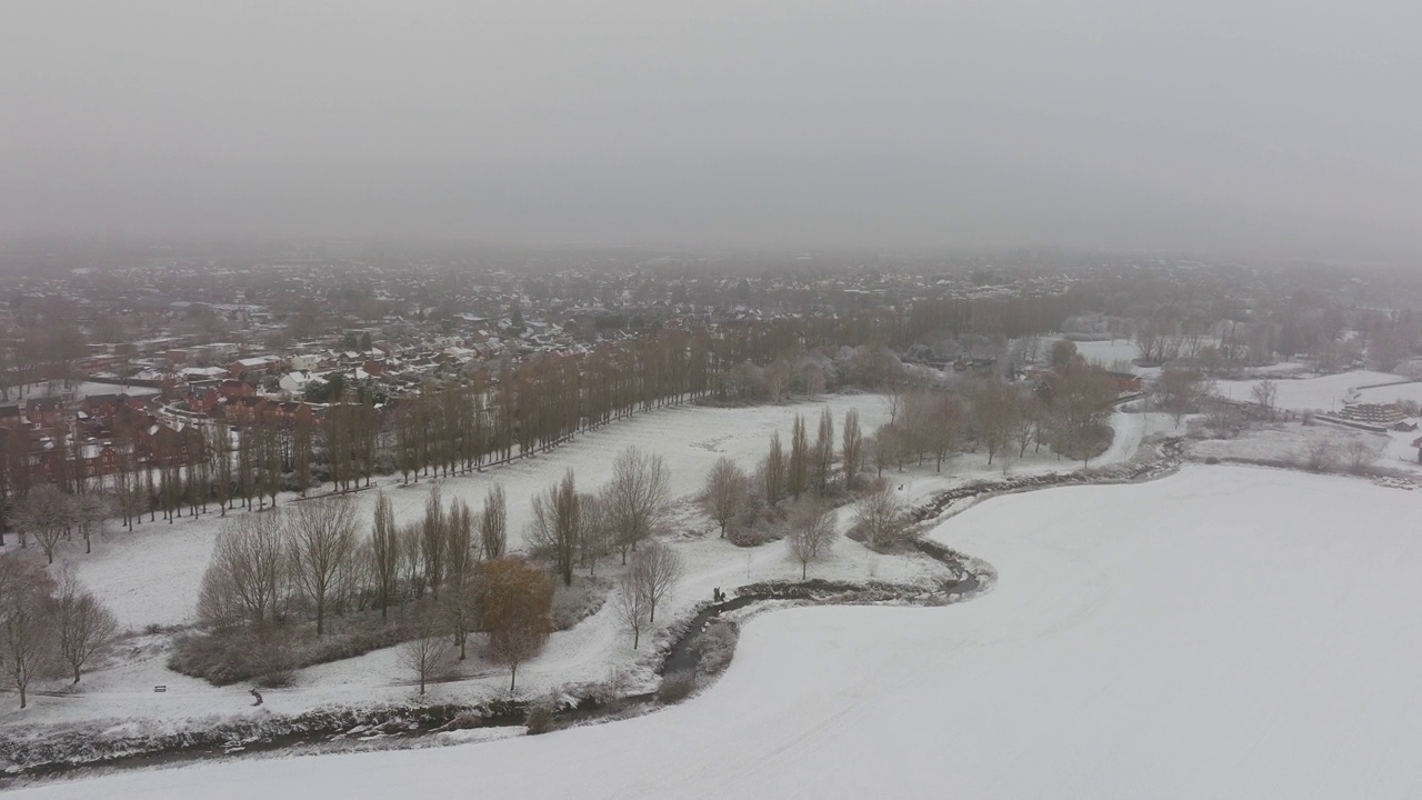 英国的空中雪景视频素材