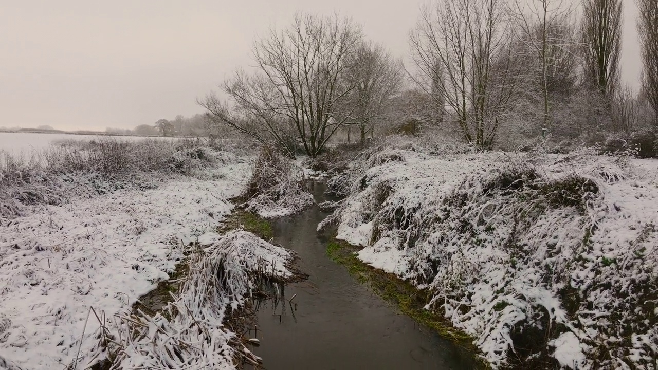 英国的空中雪景视频素材