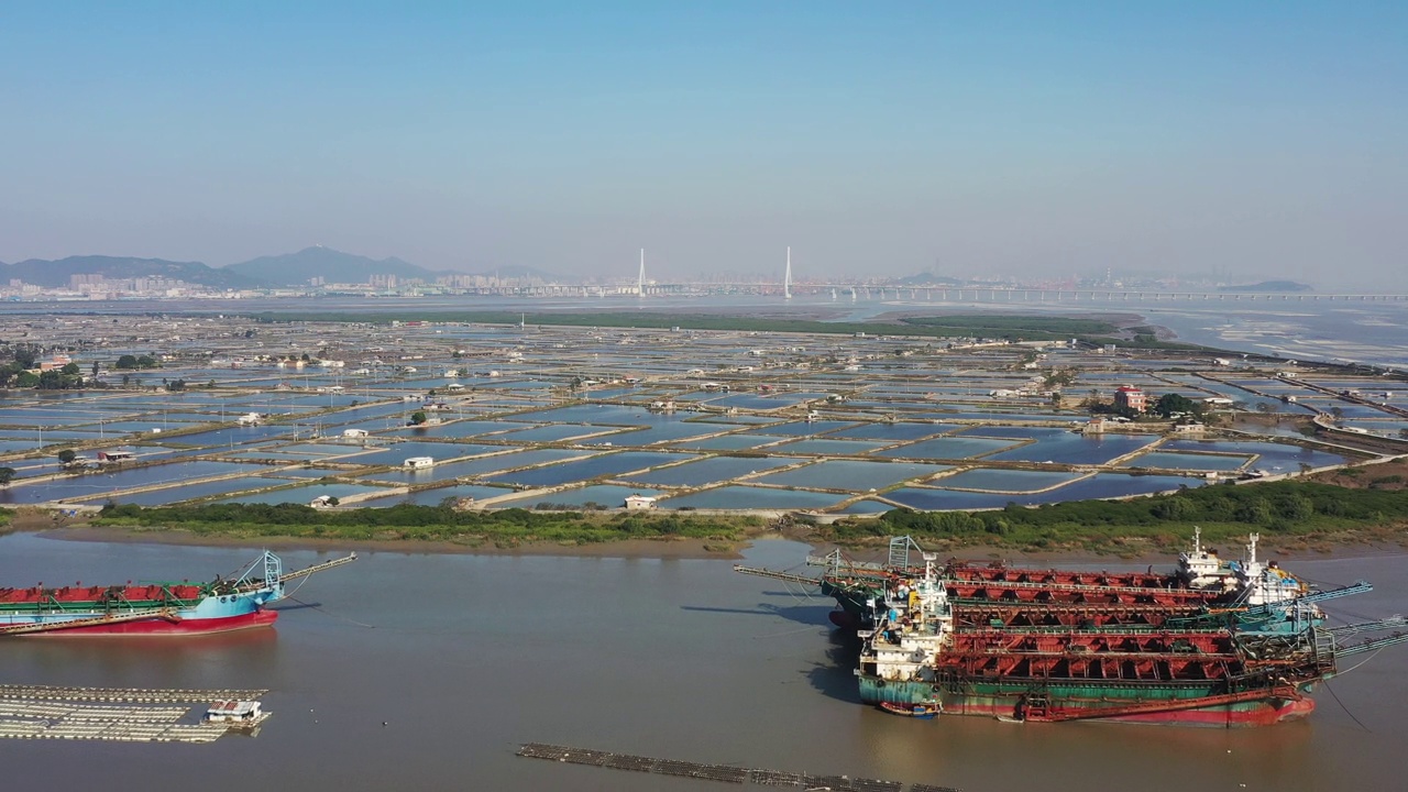 近海水产养殖场视频素材