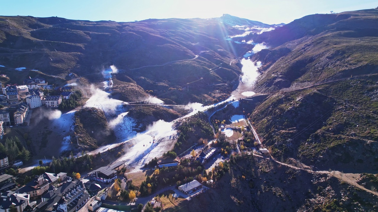 西班牙内华达山脉滑雪场全景图视频素材