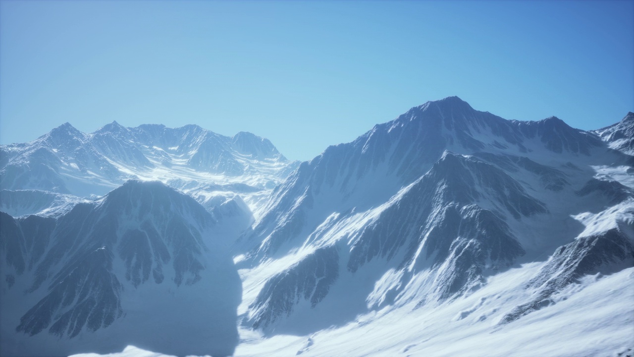 雪峰和冰川的全景山景视频素材