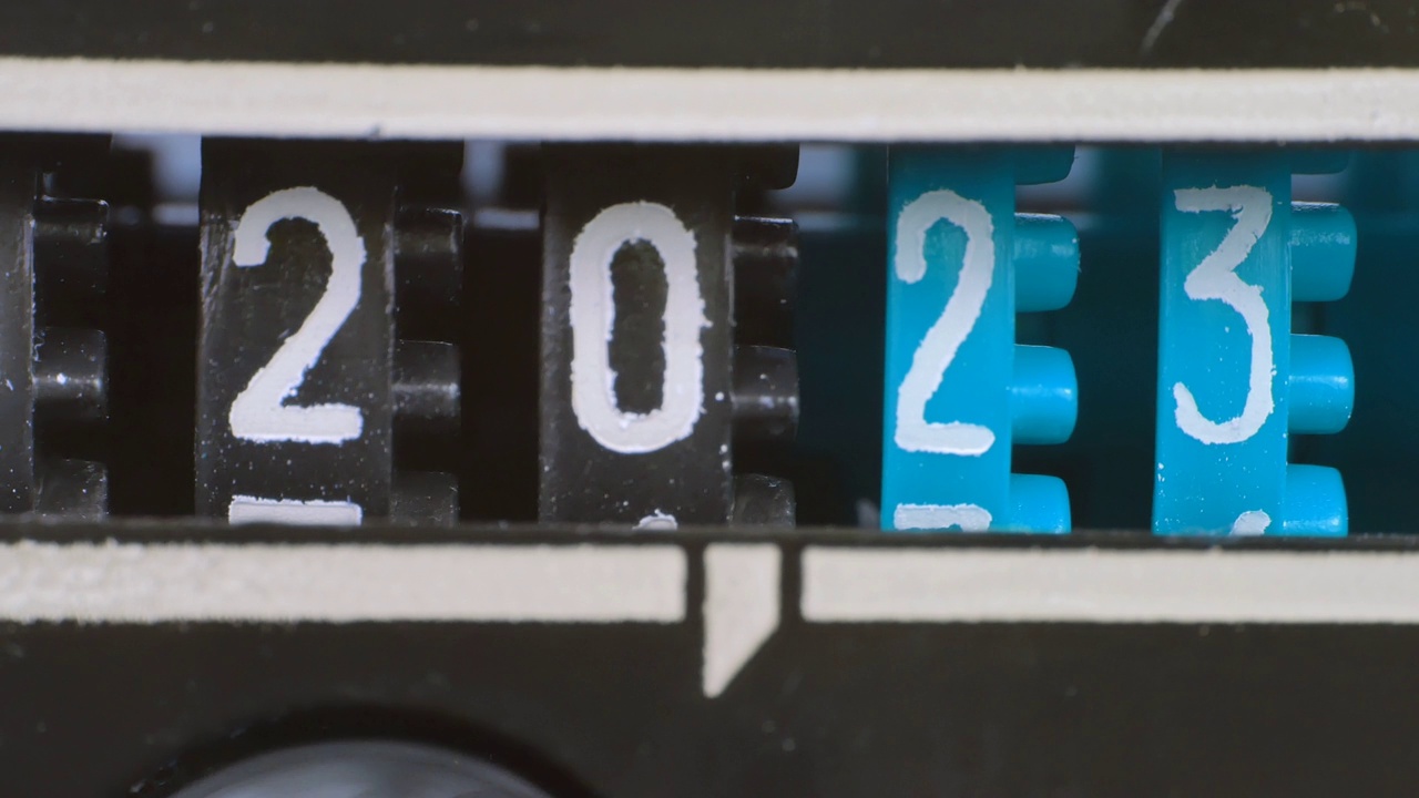 2022年2023年新年柜台号码。设置数字倒数计时器。蓝色的数字。视频下载