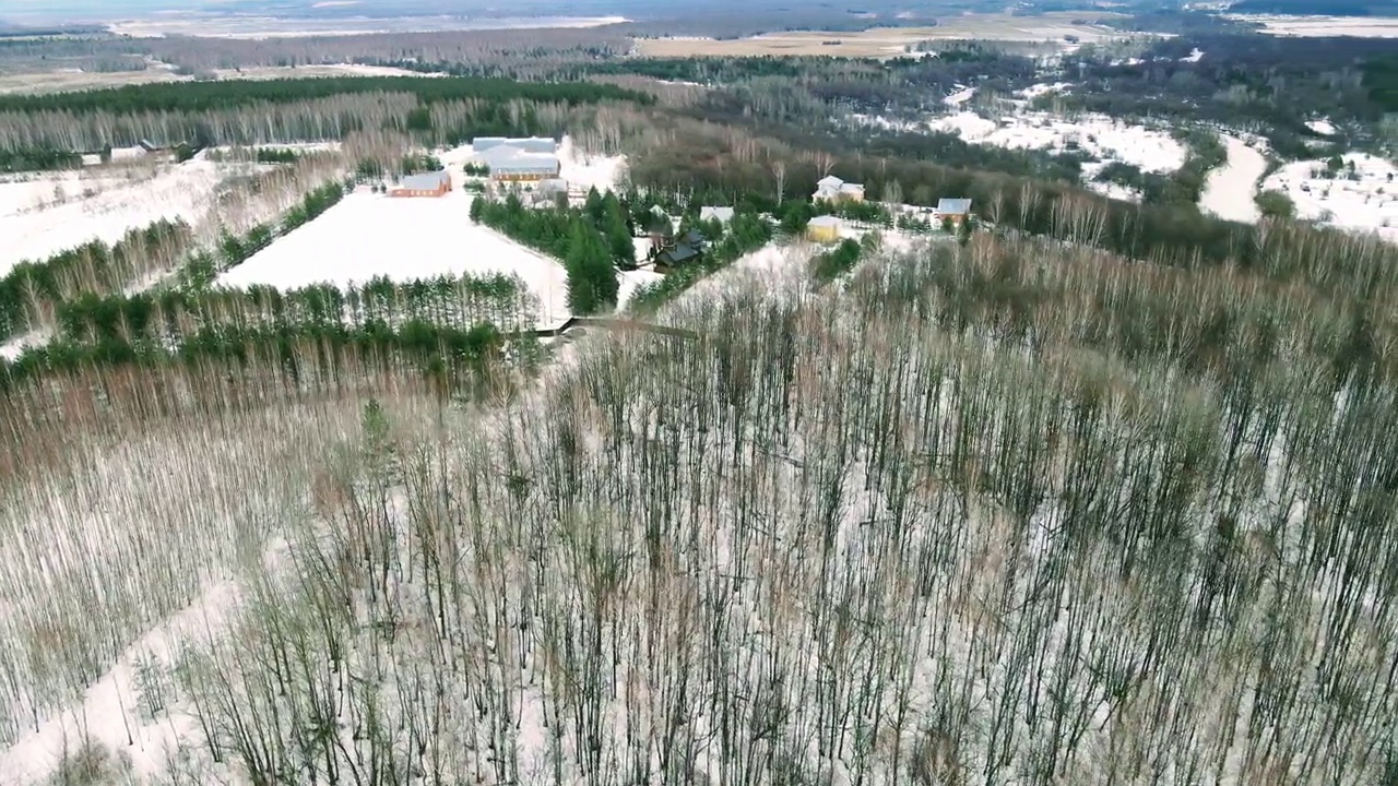 鸟瞰图的村庄森林和景观视频素材