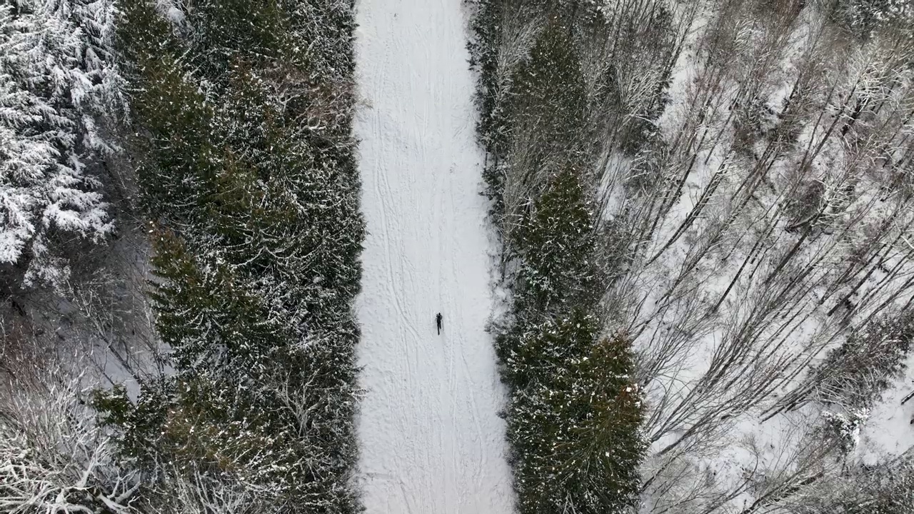 劈开板滑雪攀登雪山视频素材