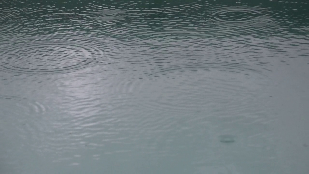 水塘上的雨滴视频素材