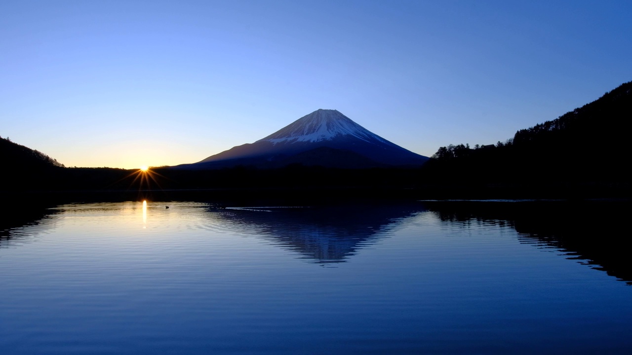 正二湖和富士山的日出视频下载