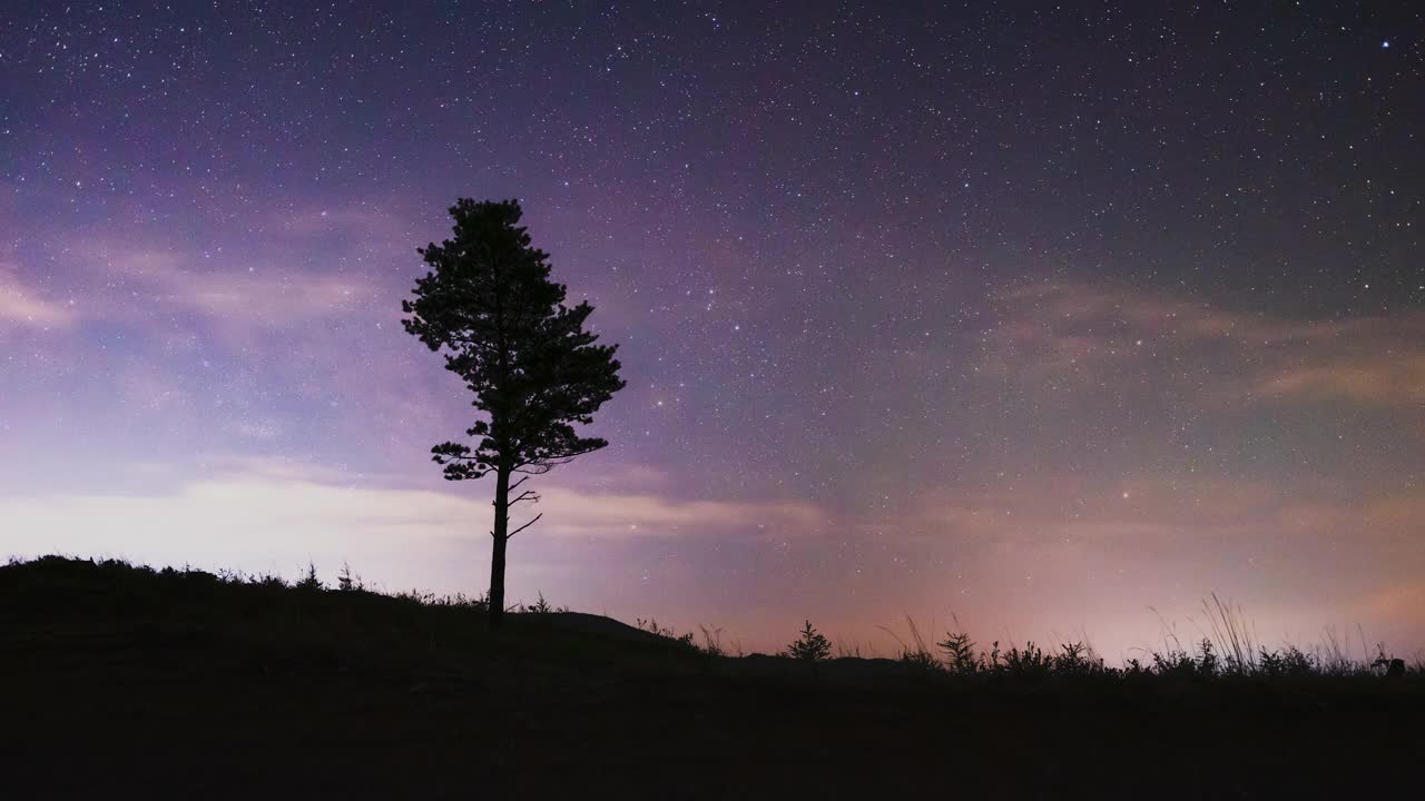 夜空中的银河/韩国江原道麟蹄郡视频素材