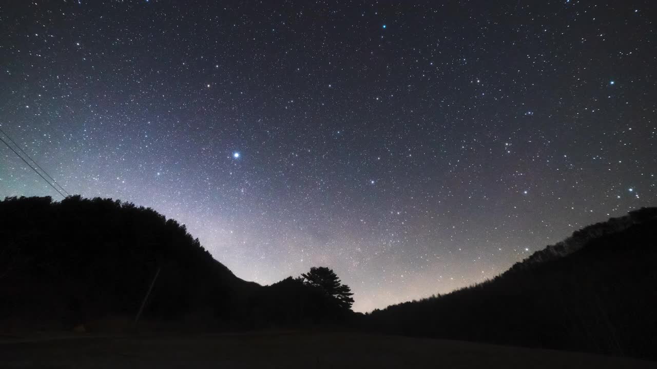 夜空中的银河/韩国江原道麟蹄郡视频素材