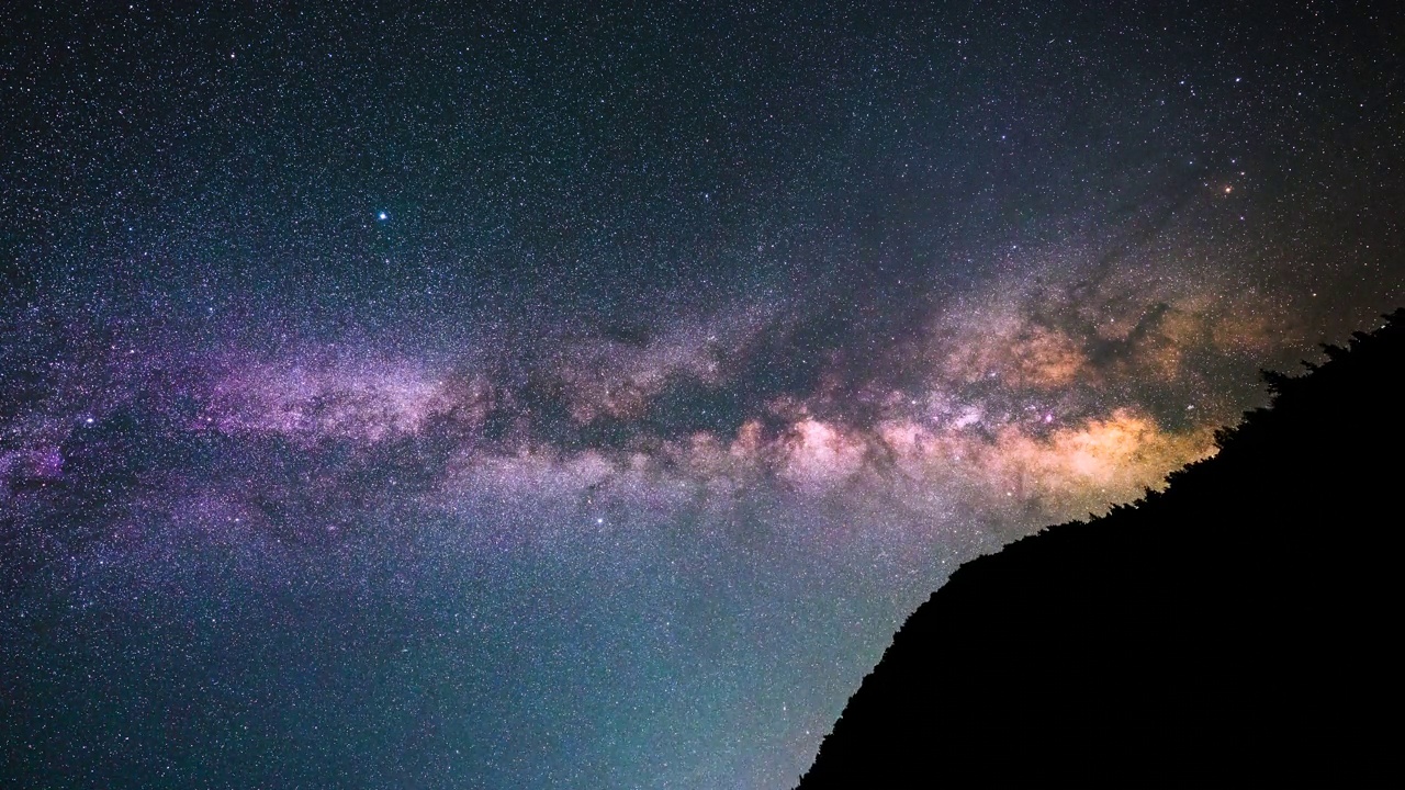 夜空中的银河风景/韩国江原道麟蹄郡视频素材