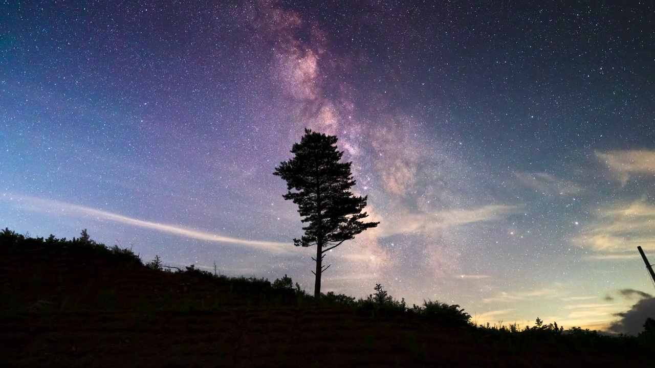 夜空中的银河风景/韩国江原道麟蹄郡视频素材