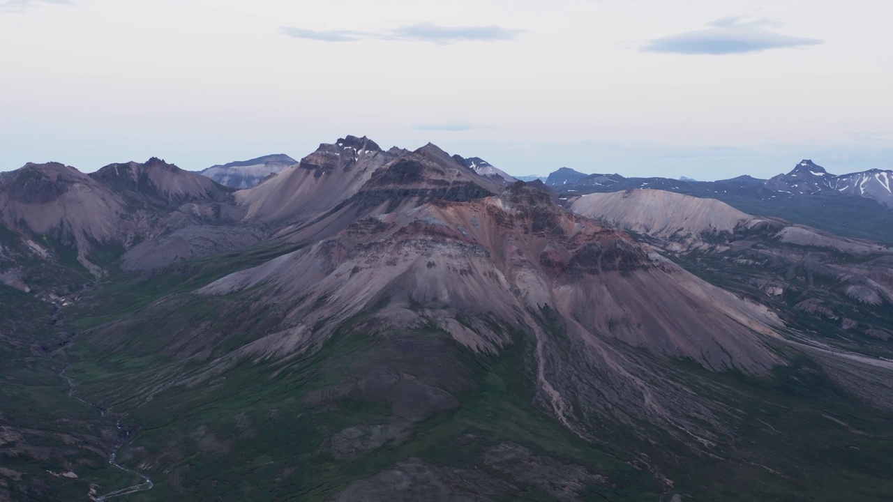 Staðarfjall mountain in Iceland wild landscape during sunset, aerial视频素材