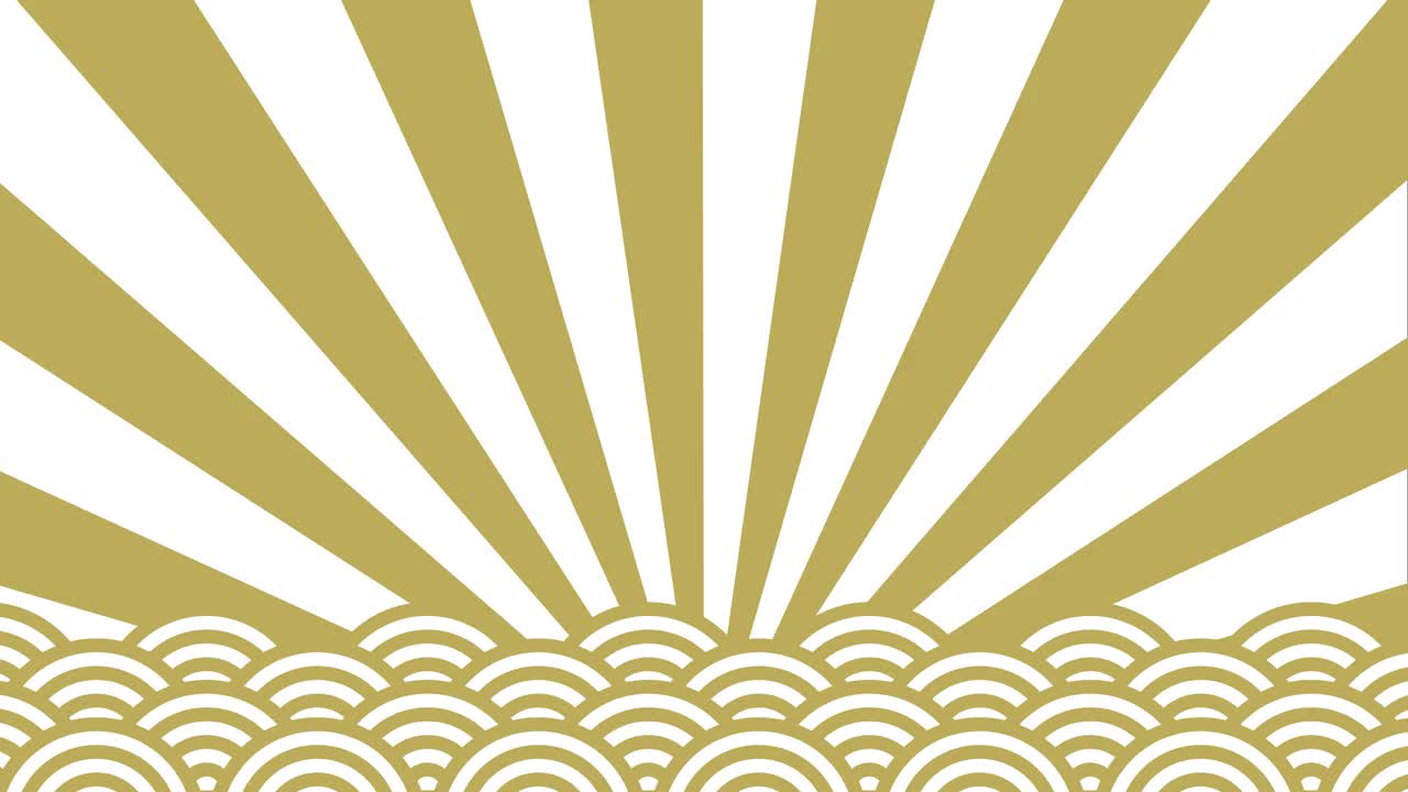 Congratulatory Japanese Pattern Celebration Background Illustration Animated Video Sunburst and Blue Sea Waves.　Loopable视频素材