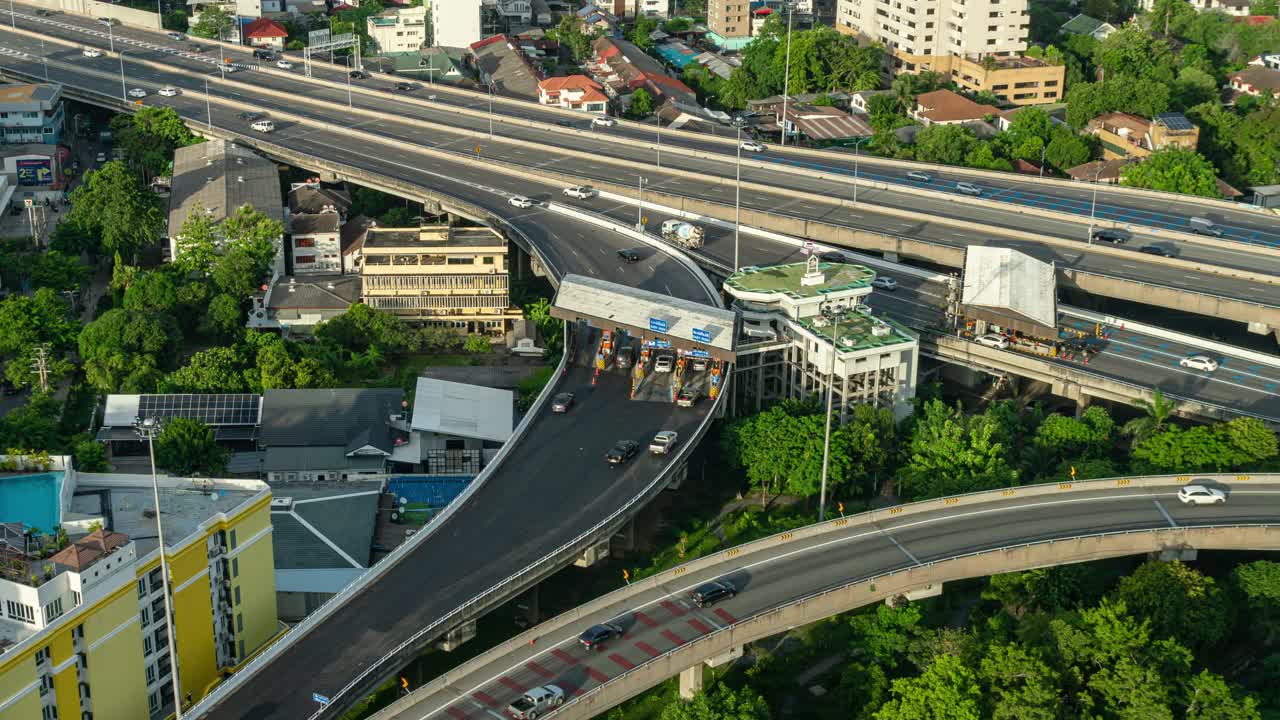 泰国曼谷市区的城市景观和交通道路的时间推移，视频素材