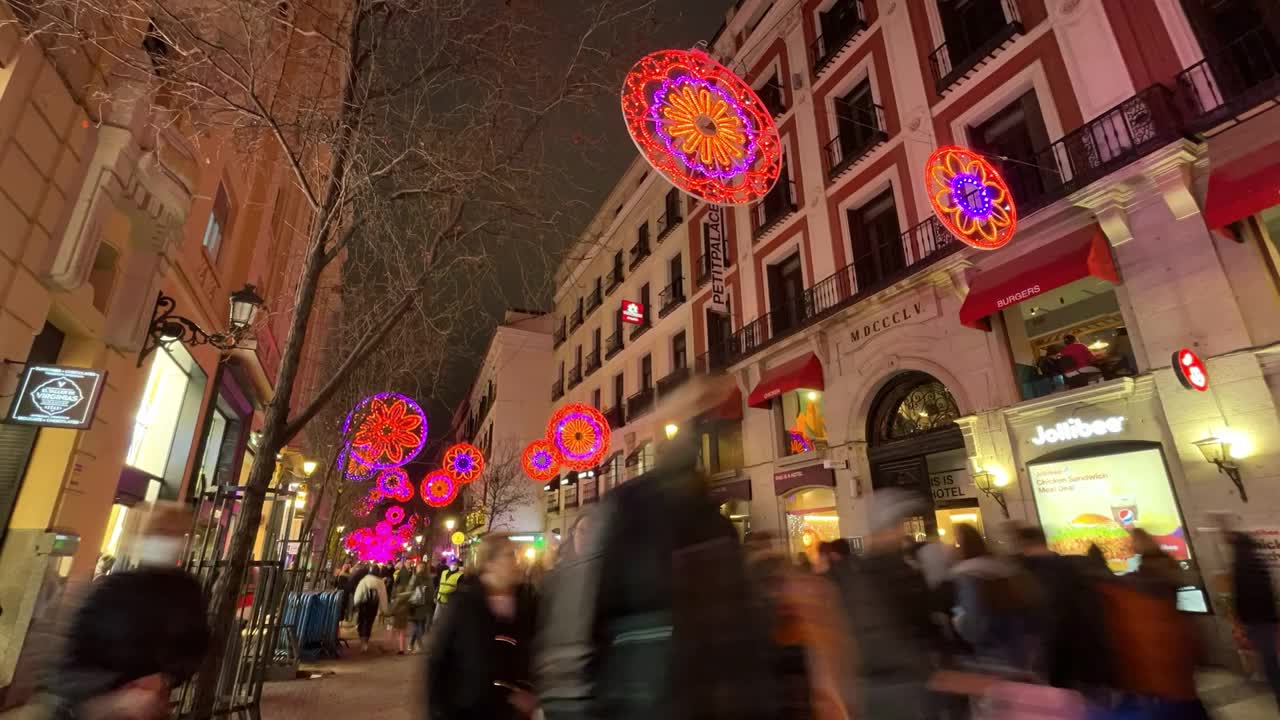 延时-西班牙马德里的圣诞节视频素材