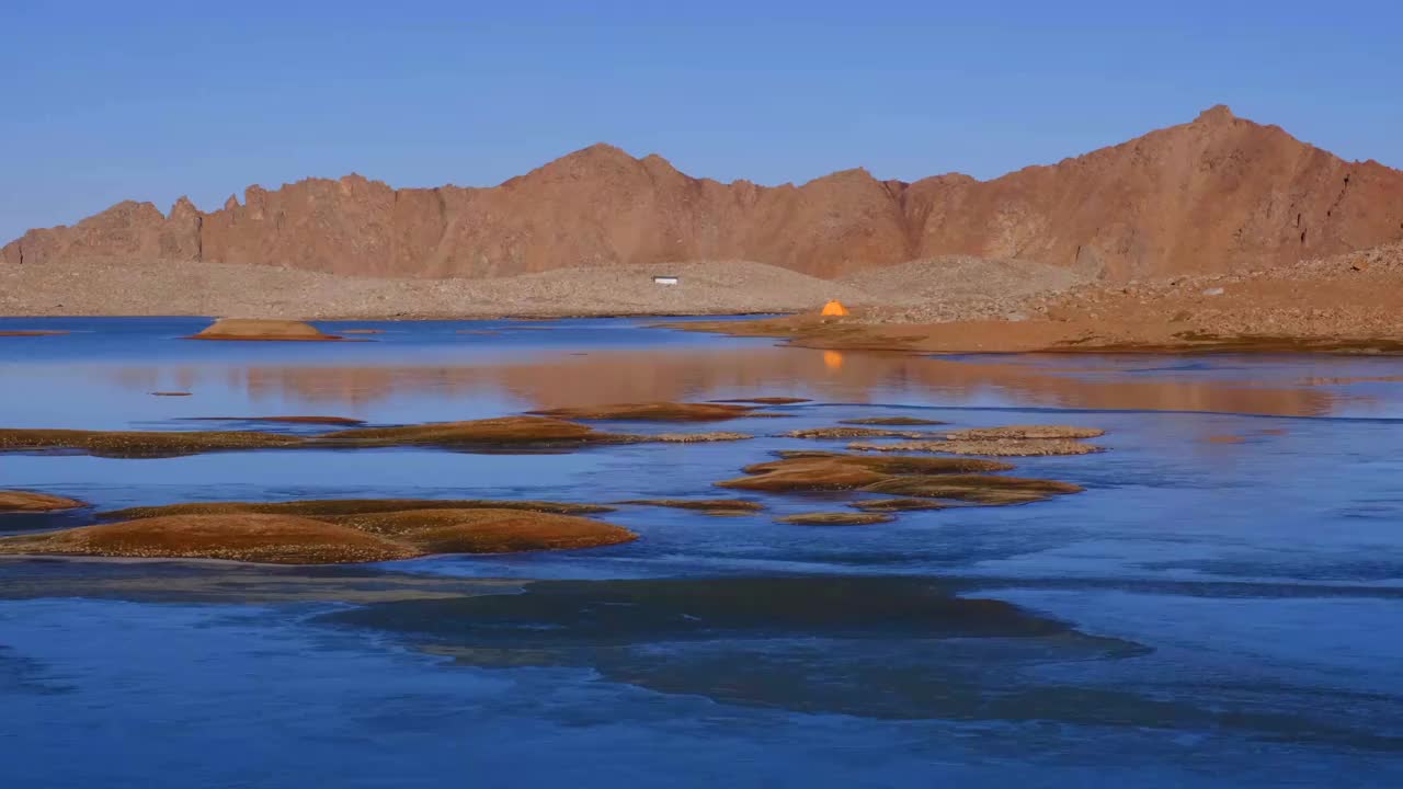 山日出湖帐篷视频素材