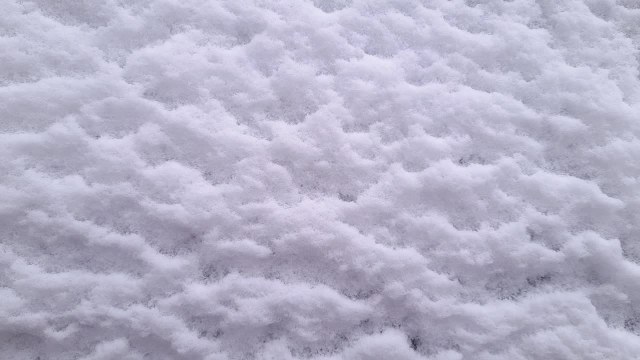 垂直表面上新掉落的蓬松雪层的纹理视频素材