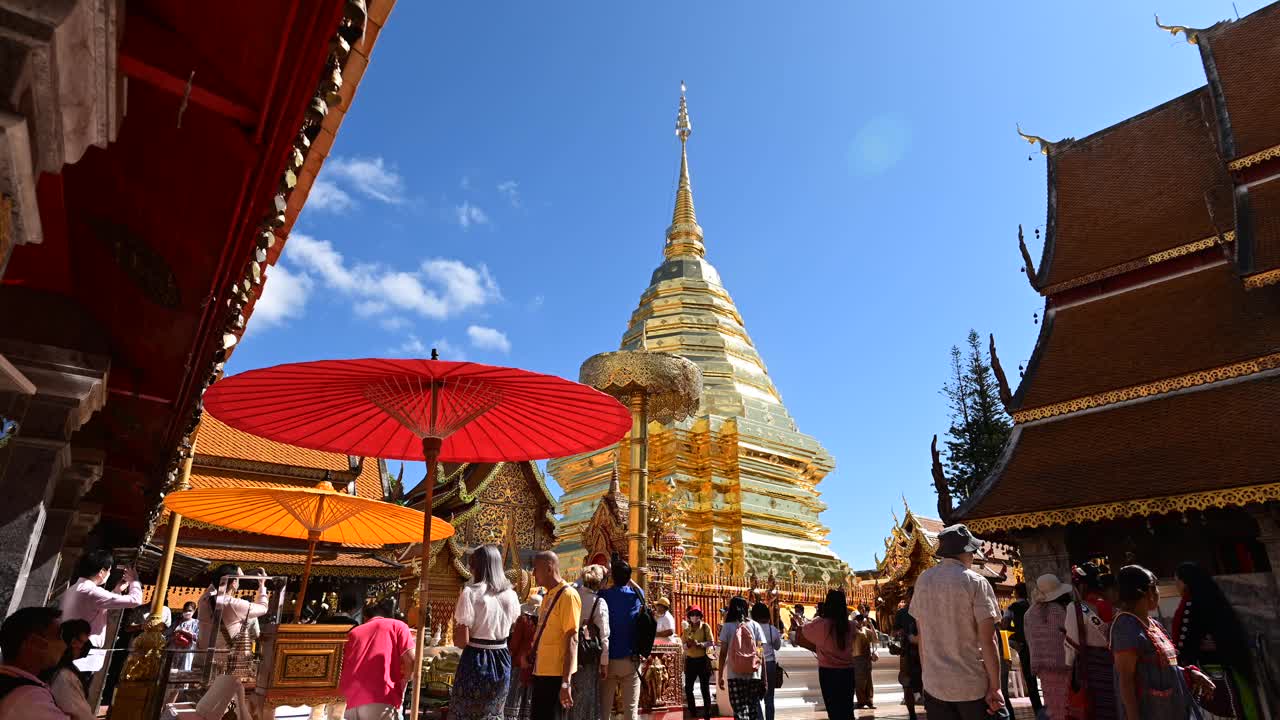 素贴山寺， 清迈 泰国视频素材