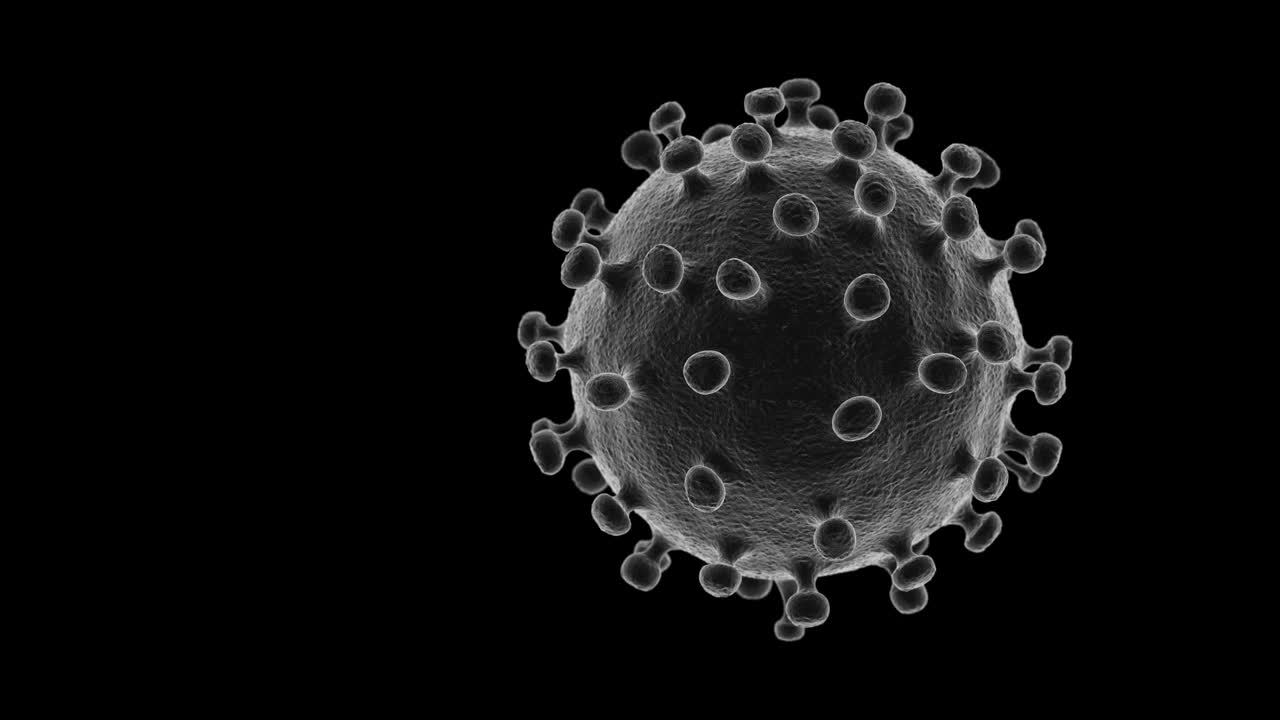 病毒在黑色背景上分离。循环。4 k。视频素材
