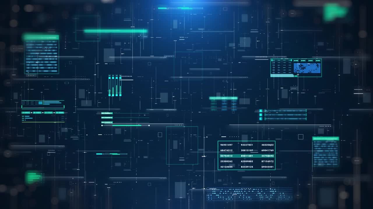 未来的用户界面信息图与数字全息图信息显示。HUD系统技术。空中景观视图4K运动。视频素材