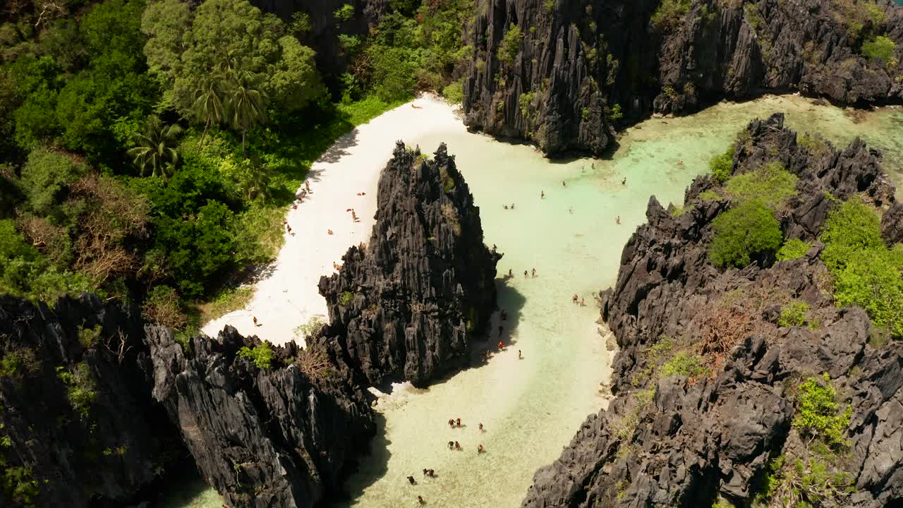 热带海水泻湖和海滩，菲律宾，埃尔尼多。视频素材